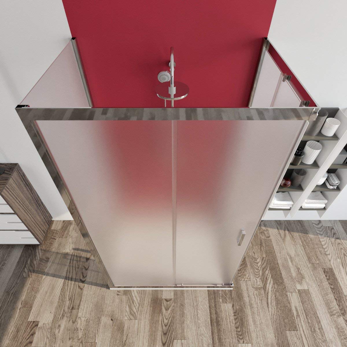 Box doccia cabina 3 tre lati 80x100x80 cm porta scorrevole vetro anticalcare opaco 6mm. Palma