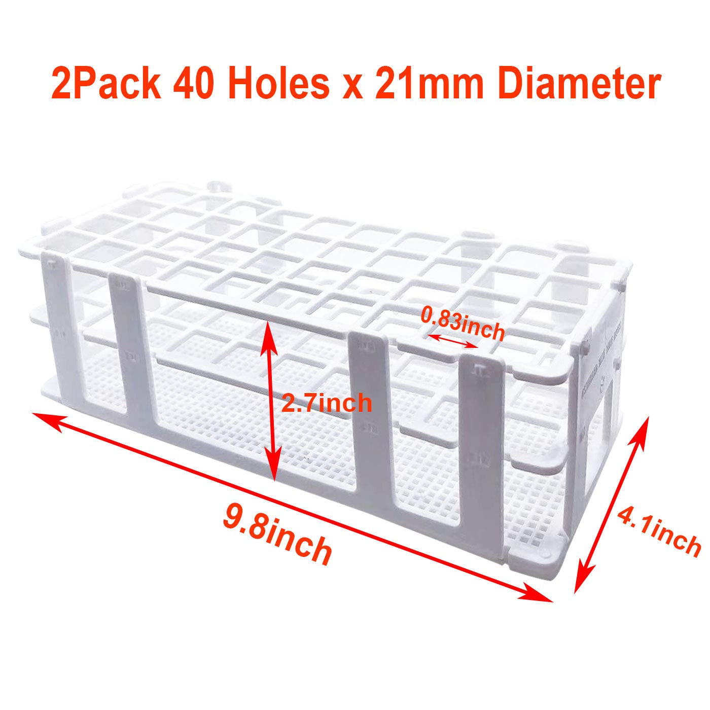 Snapklik.com : Luckkyme Plastic Test Tube Rack 2 Pack White 40 Holes ...