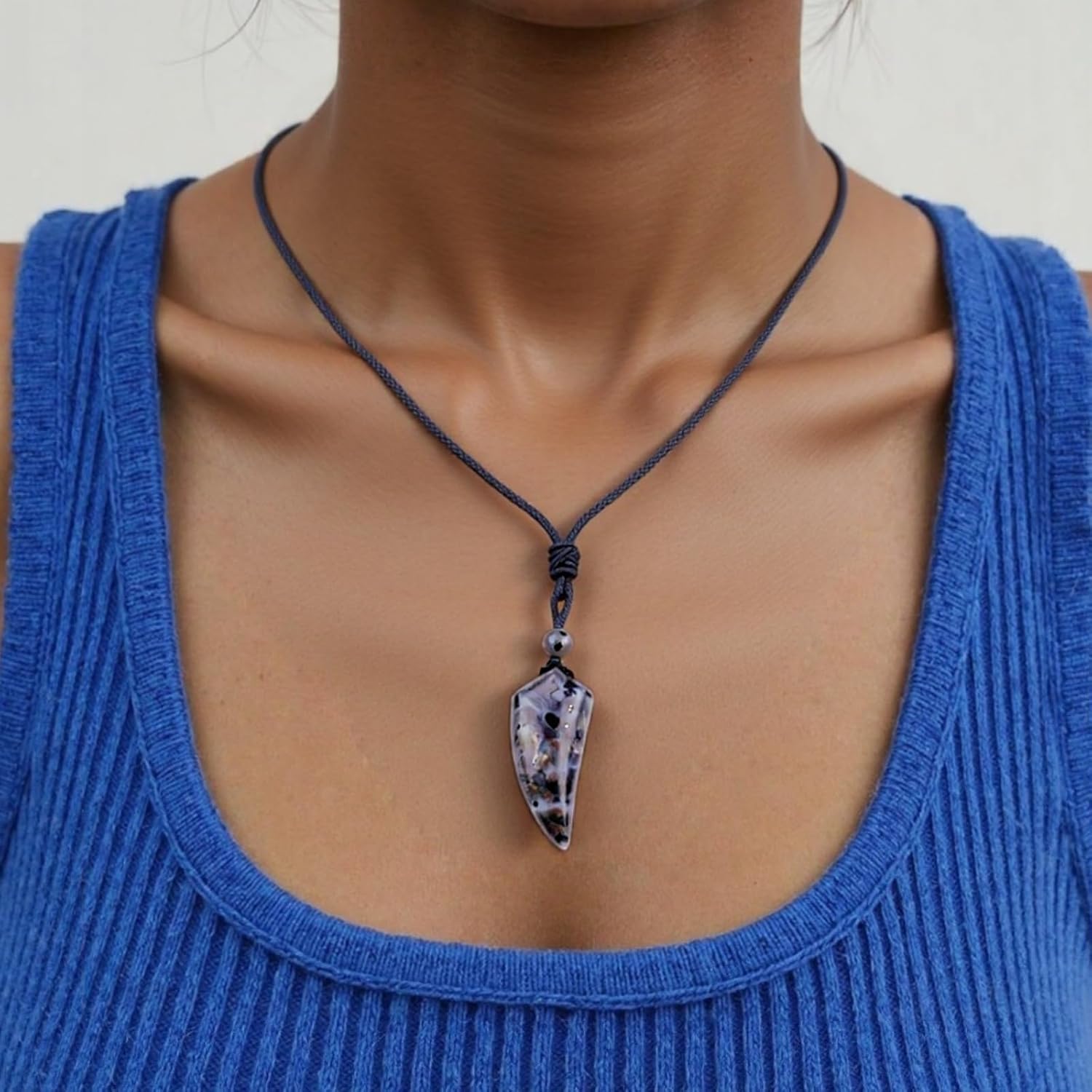 EDEN'S CALL Natural Stone Necklace for Men and Women Adjustable Cord Wolf Tooth Amulet Healing Crystal Stone Pendant Necklace for Lucky Love - Image 2