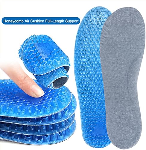 Miniatura 2 de 1 par de plantillas deportivas de gel de silicona azul, reutilizables, de longitud completa, antideslizante, cómoda, almohadilla de aire,