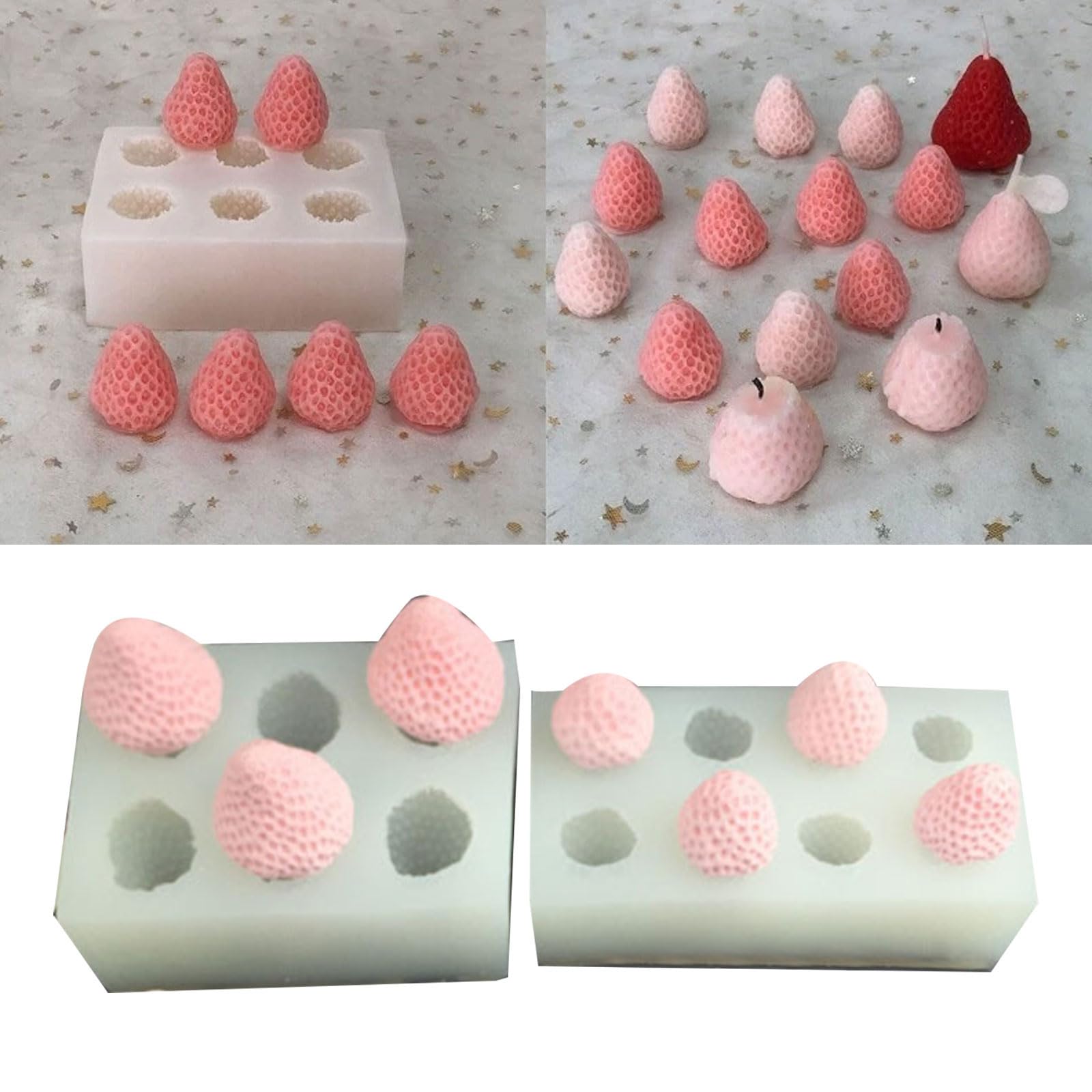 Strumento cottura in silicone realistico Design a fragola per gelato cioccolato Stampo per candele in silicone semplice manutenzione