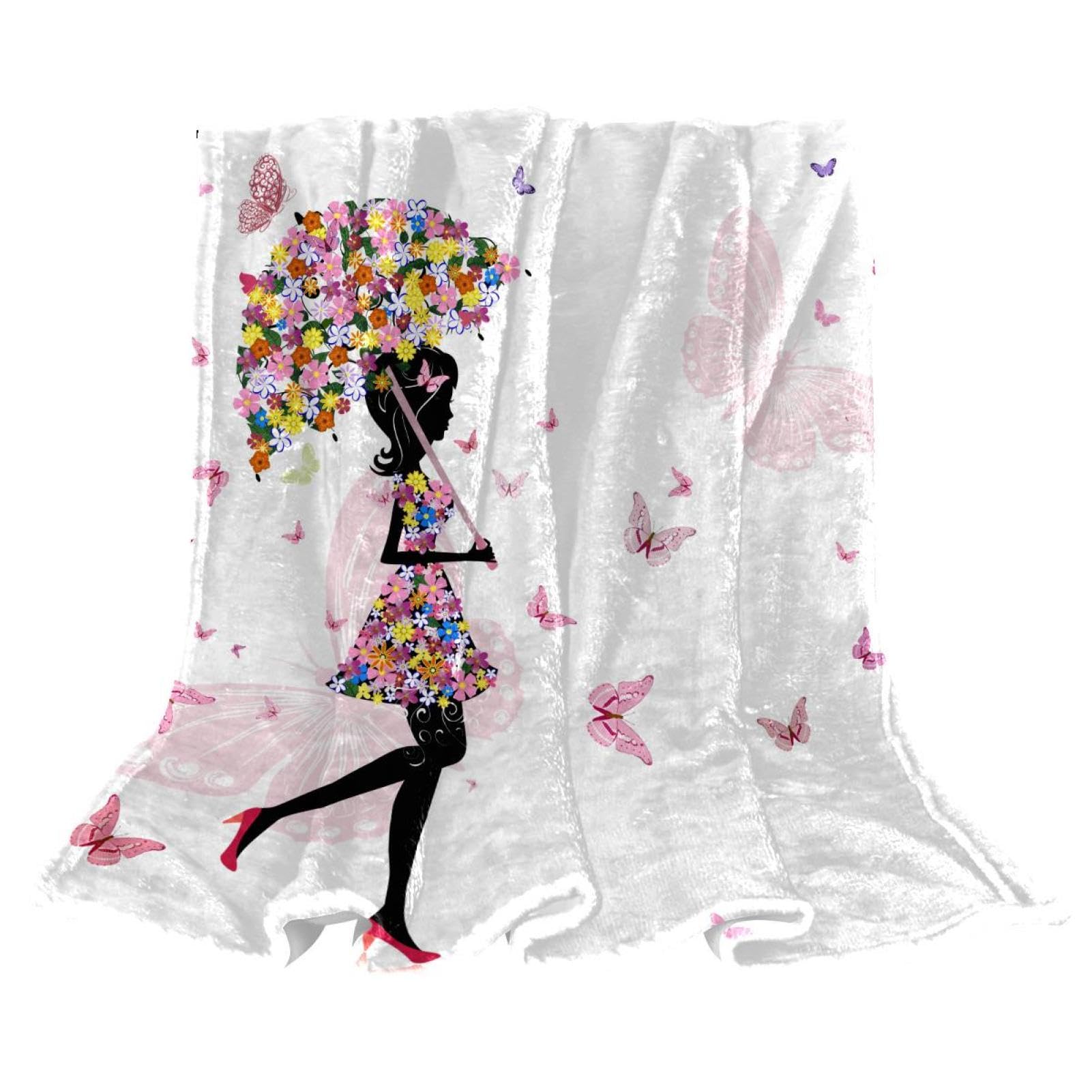 Couverture Polaire Papillon Plaid Chaud et Doux pour Lit et Canapé 150x200cm