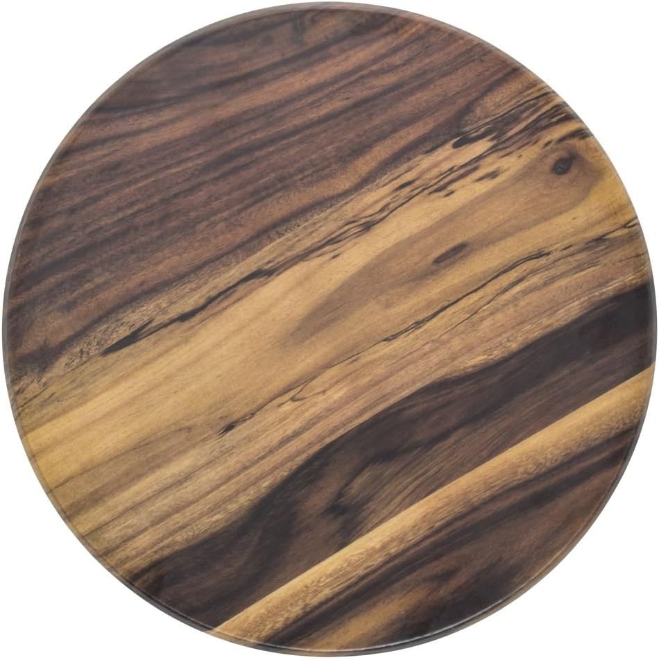 American Metalcraft Round Faux Acacia Wood Melamine Serving Board - 13 3/4"Dia x 1 1/4"H