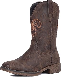 IUV Cowboy Boots for Men Square Toe Western Boots