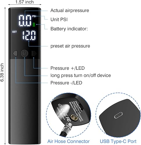 Miniatura 5 de Electric Ball Pump,Smart Air Pump Portable Fast Ball Inflation with Accurate Pressure Gauge and Digital LCD Display for Basketball Football Soccer