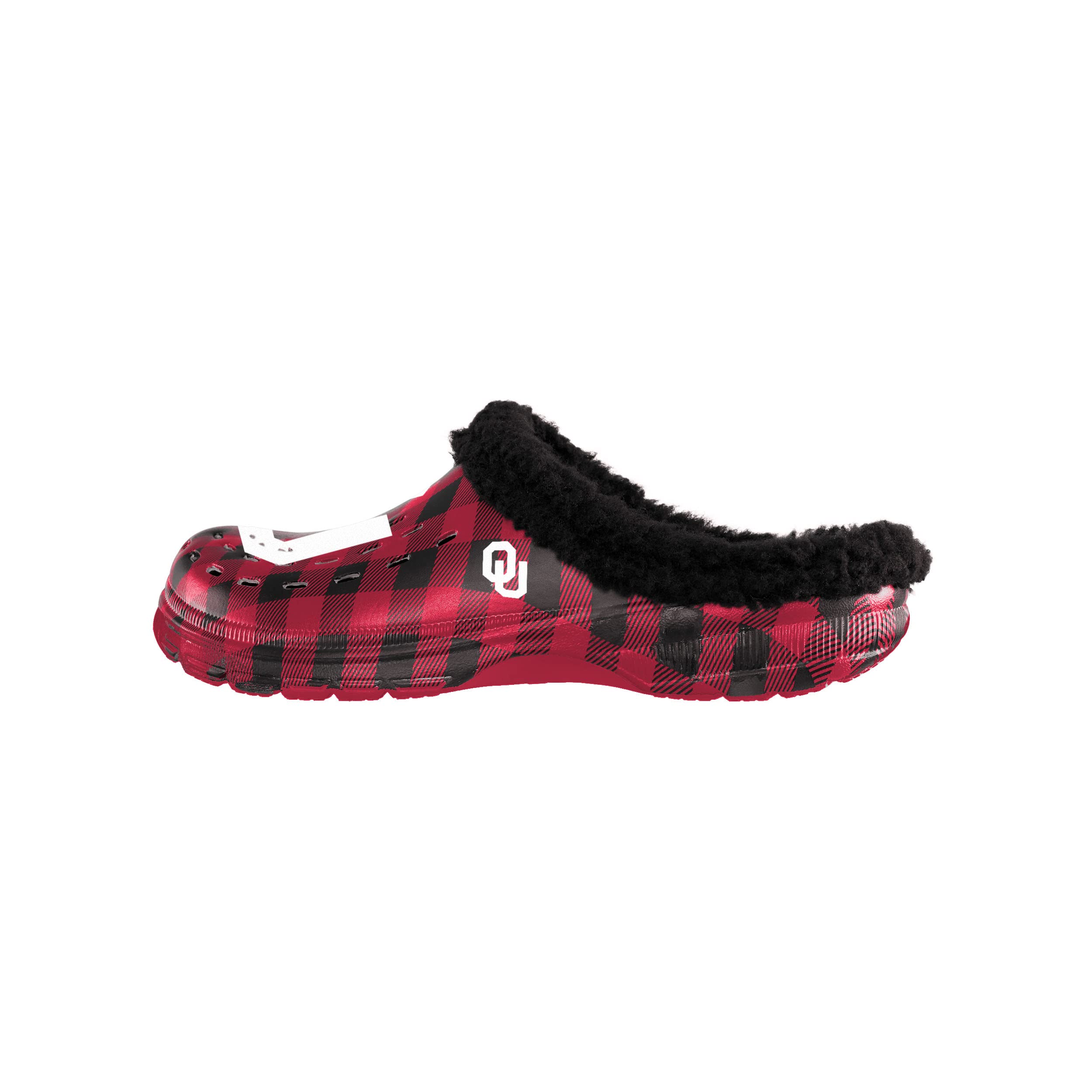 FOCO Oklahoma Sooners NCAA Mens Sherpa Lined Buffalo Check Clog - M