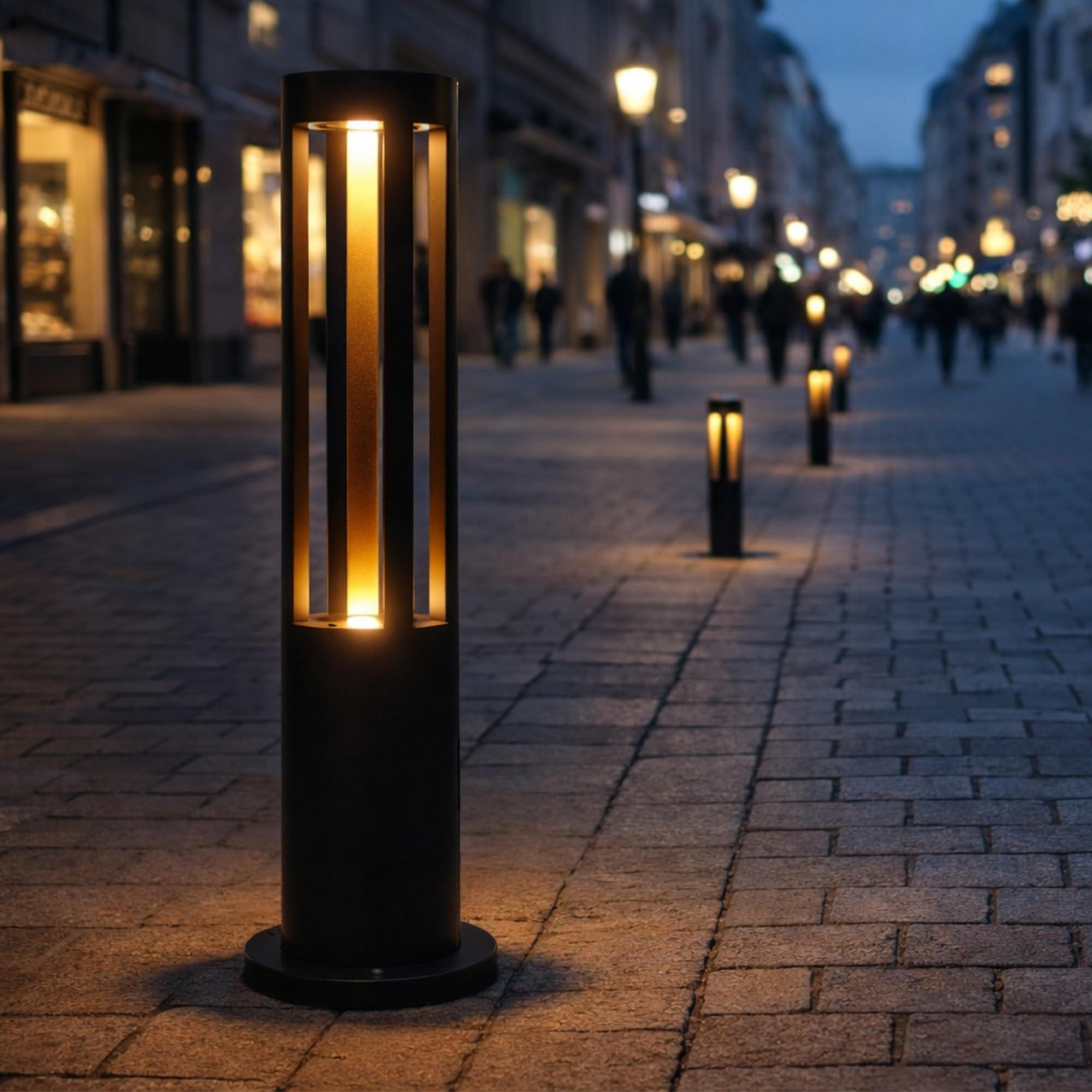 Jandei - Baliza LED Exterior 60cm Aluminio Negro, Lámpara Jardín IP65 Resistente al Agua, Luz Cálida 3000K, 11W, 240V, Baliza Redonda de Superficie para Caminos, Terrazas y Patios