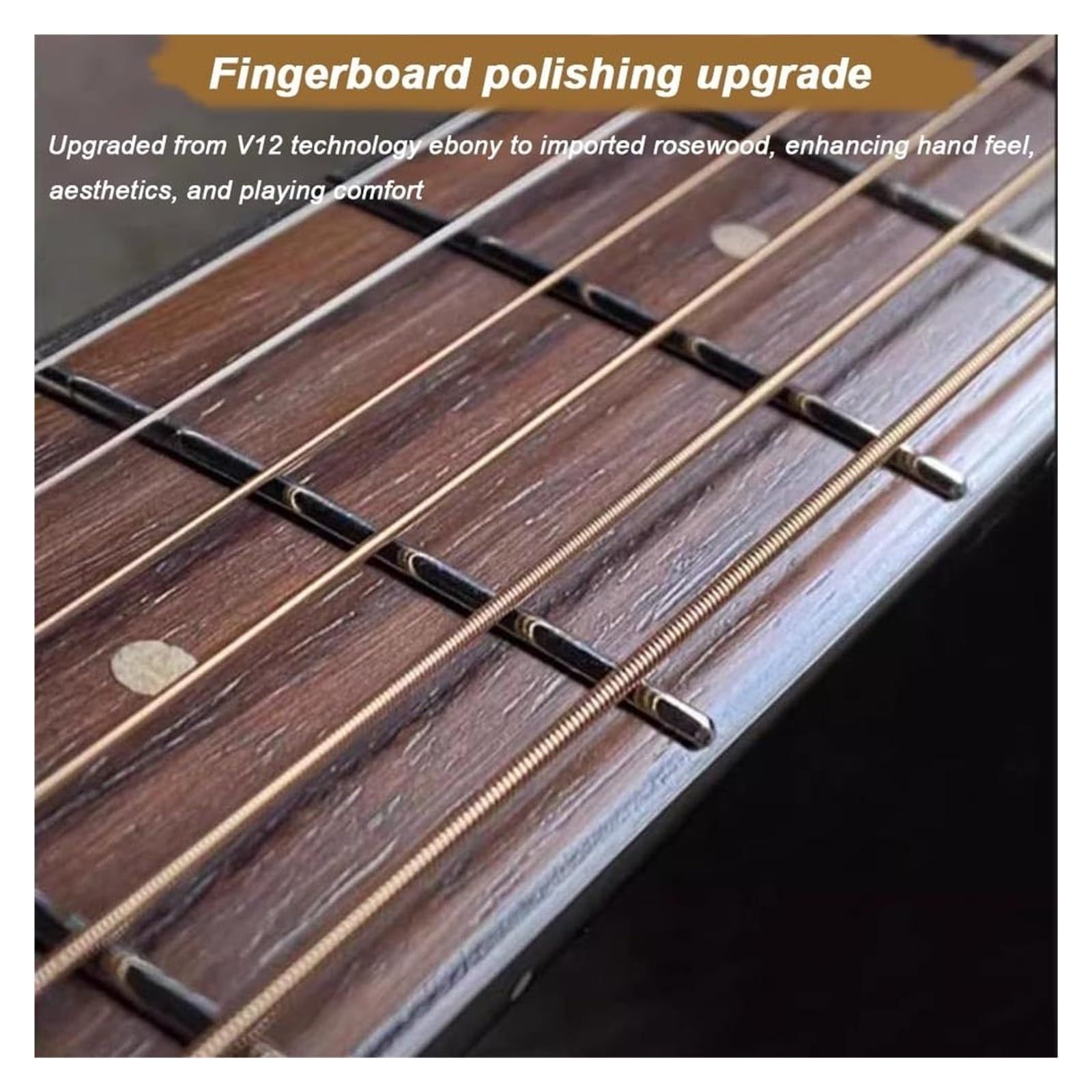 Chitarra acustica, confezione con borsa da concerto, plettri, corde e tracolla, 104 cm, top in abete dreadnought full size, per principianti, adolescenti e adulti (nero)