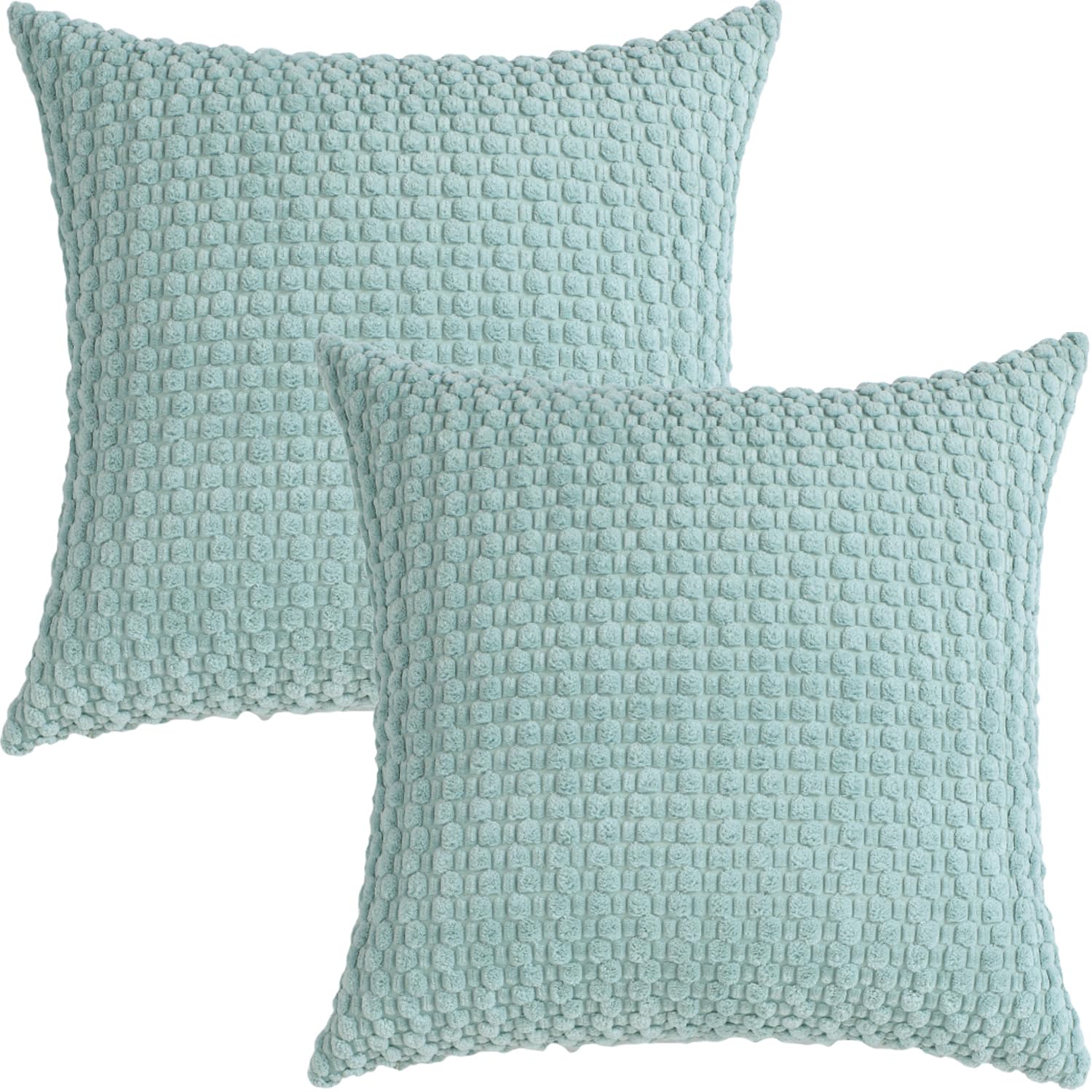 Tennove Cushion Covers 60x60cm Decorative Modern Light Blue Pillow Cases Pack of 2 Corduroy Boho Soft Throw Pillow Covers Square Pillowcases for Sofa Living Room Bed Home Decor