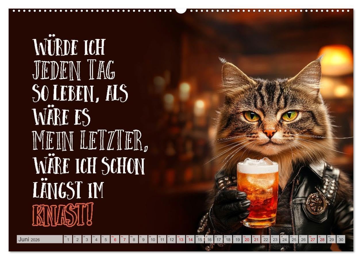 Schnurrige Glückwünsche - Sprüche zum Älterwerden (hochwertiger Premium Wandkalender 2026 DIN A2 quer), Kunstdruck in Hochglanz: Lächle, solange du noch Zähne hast (CALVENDO Spass)