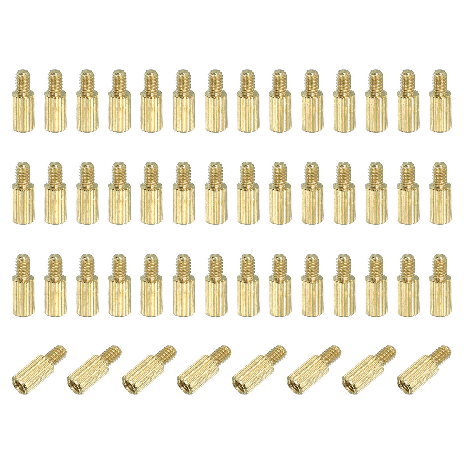PATIKIL M2 x 5+3 mm Male Female Brass Hex Spacer Standoff, 50 Pcs for FPV Drone Quadcopter PCB Motherboard Steel Screw Nut Set Computer & Circuit Board, Gold