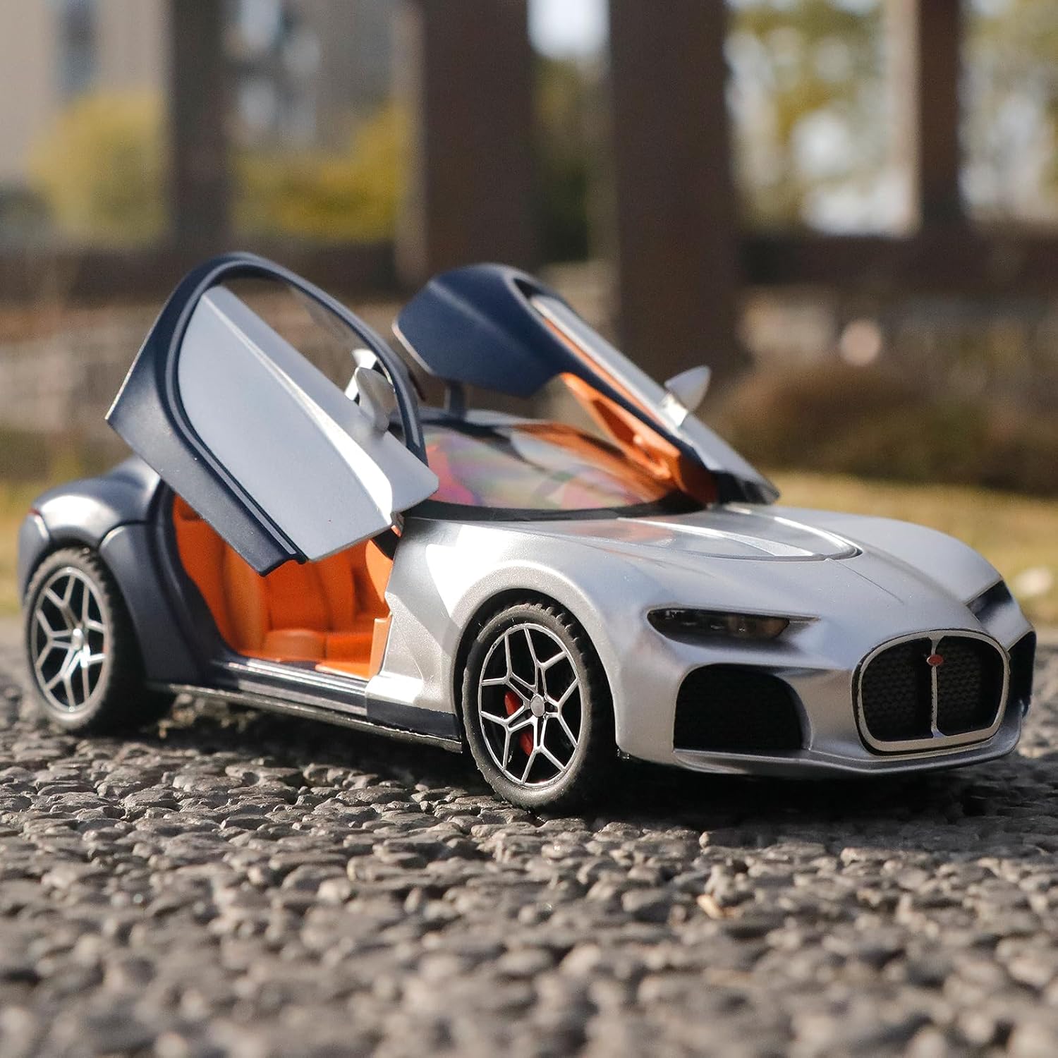 Car Toys for Boys 1/32 Diecast Cars Model Car Kits Collection Die Cast Metal Toy Cars for 3+ Years Old Kids Pull Back Sports Car with Light and Sound Toy Cars for Boys Age 4-7（Silver Blue）