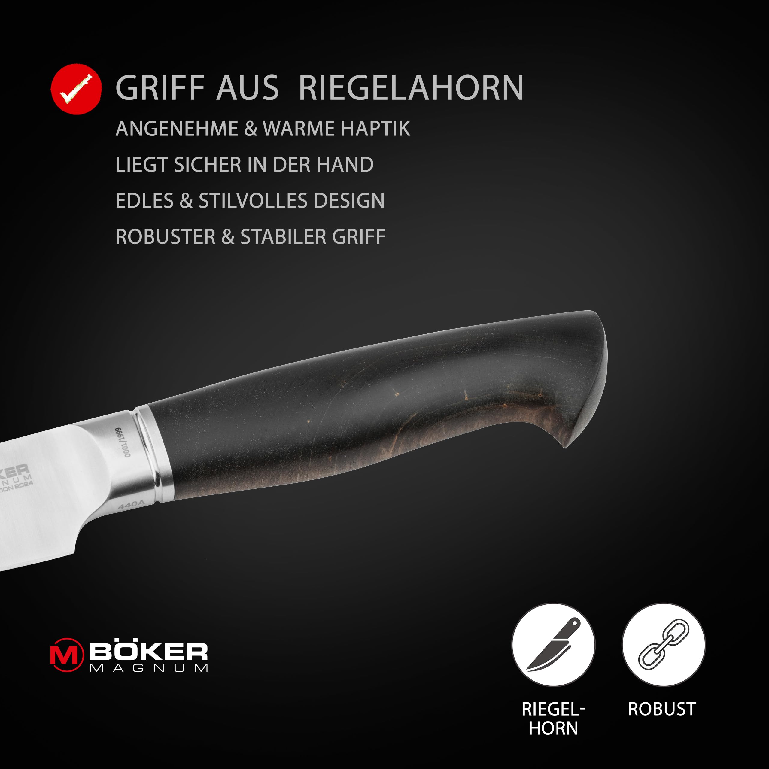 MAGNUM® Collection 2024 - Jagdmesser mit Holzgriff feststehend - Limited Edition Sammlermesser in Geschenkbox - Outdoormesser mit Lederscheide