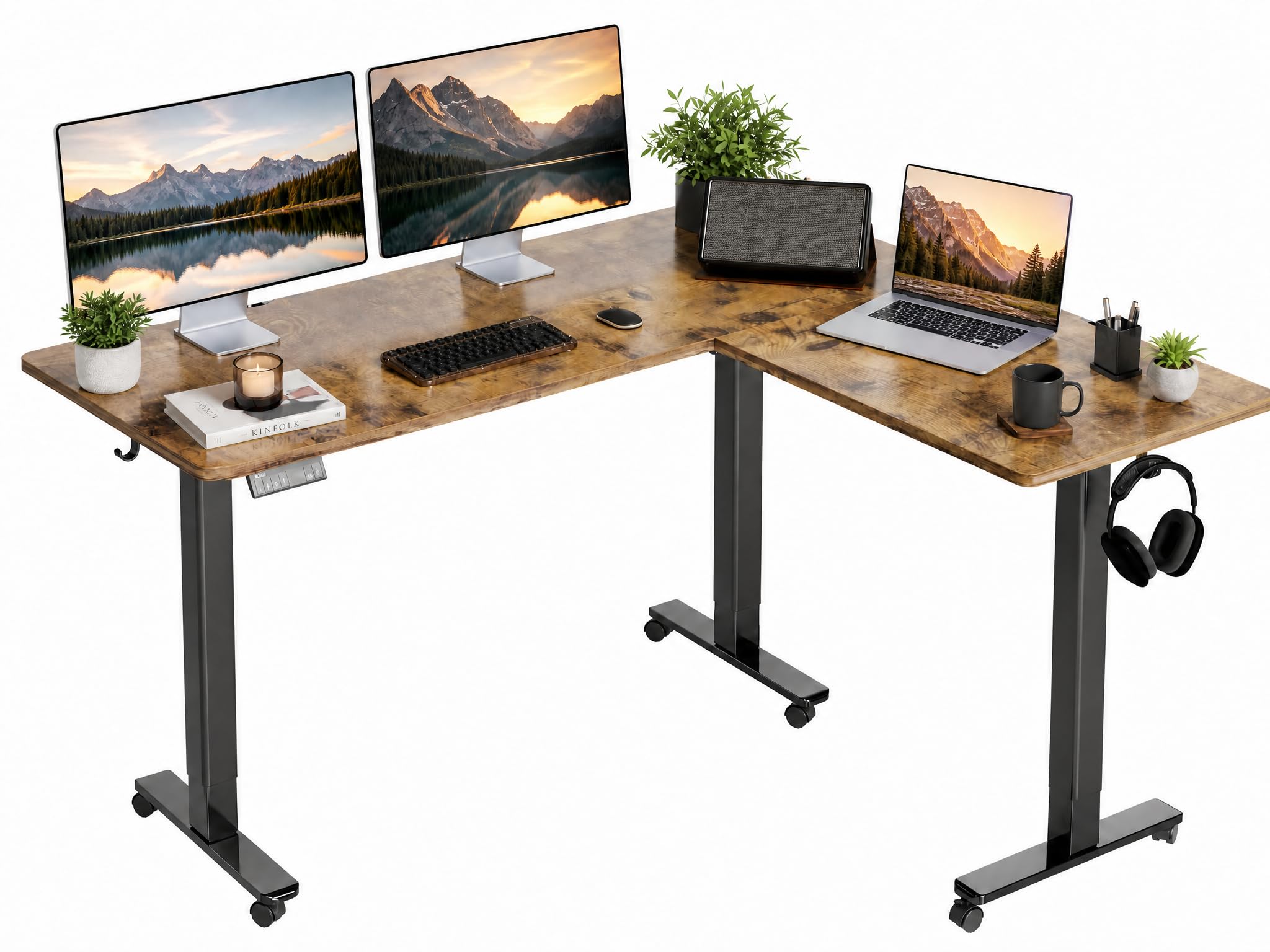 Amazon.com: Claiks L Shaped Standing Desk Adjustable Height, Dual