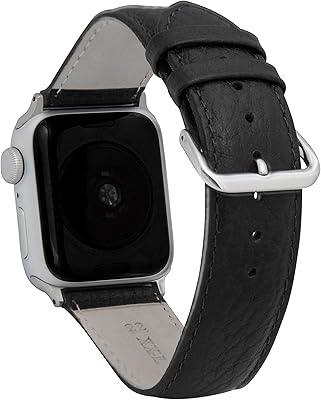 Bandini Double Extra Long 2 XL Band for Apple Watch Leather Band 38mm 41mm 40mm for Women Men Large Wrist, Buffalo Style for iWatch Band Series 8 7 6 5 4 3 2 1 SE SE2 - Black/Silver