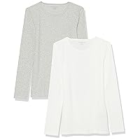 Amazon Essentials Top Girocollo in Maglia a Costine a Maniche Lunghe vestibilità Slim