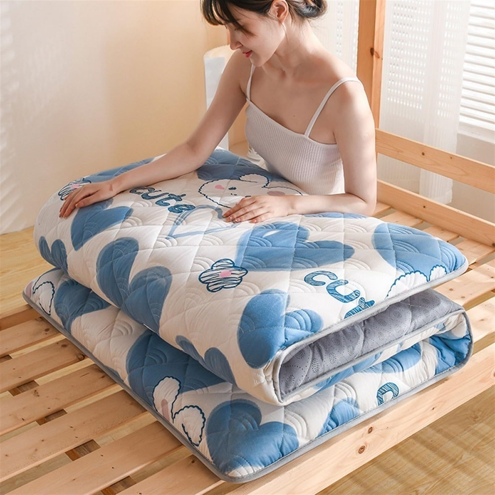 Matelas Souple Pliant Doux pour la Peau de Style Japonais Matelas Simple Double Pliable Matelas de dortoir étudiant Matelas épaissi Doux (Color : D, Size : 90x190cm)