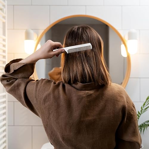 Miniatura 4 de 2 peines de metal para cola de rata, de acero inoxidable, parte superior plana, peine de corte fino, peine de peluquero con punta de separación para