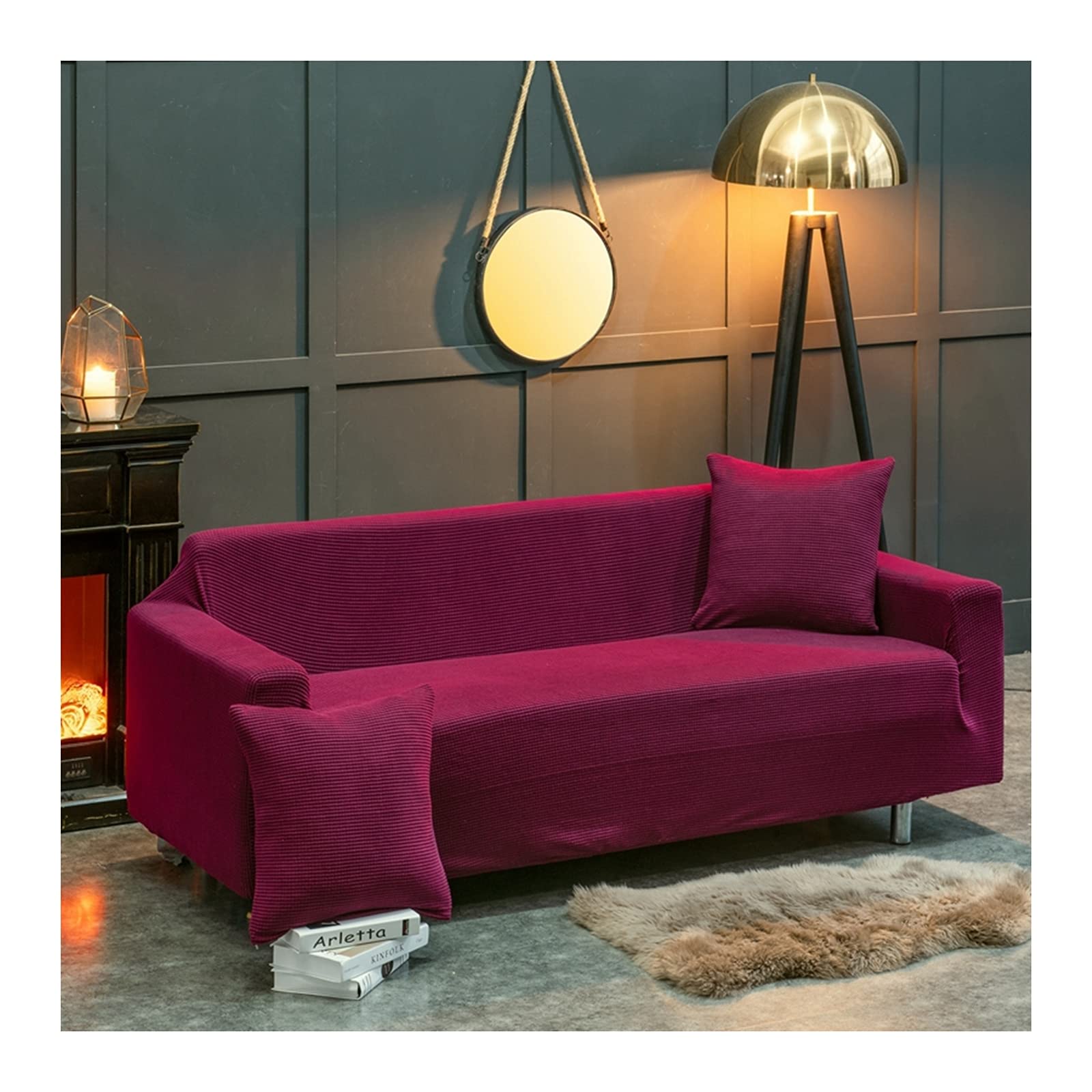 Housses de canapé violet rouge unie pour protéger le fauteuil du salon familial