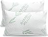 King Size 2 Pack Bamboo Pillow - Bed Pillows for Sleeping, Adjustable with Shredded Memory Foam - Back, Stomach, Side Sleeper, Removable Cover, Cooling Hotel Down Alternative, King Pack of 2