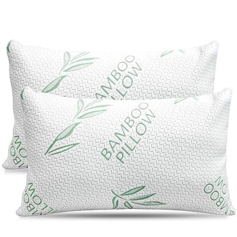 Elif King Size Pillows for Sleeping Set of 2 Cooling Shredded Memory Foam Pillows with Removable Cover for