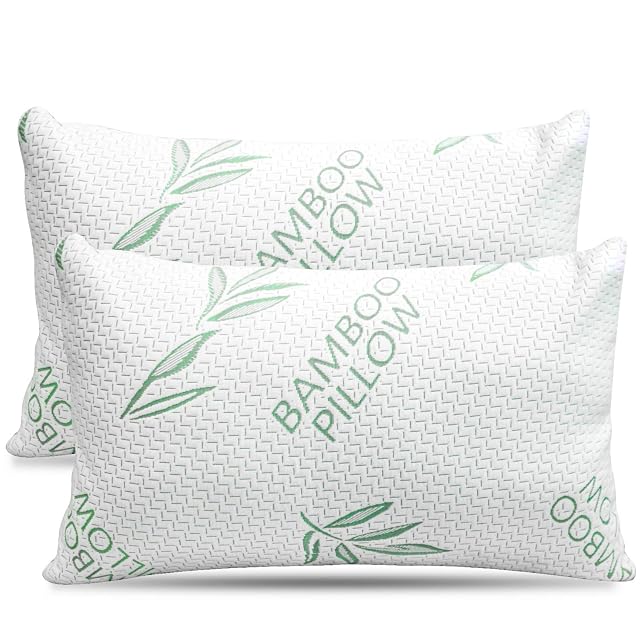 Elif King Size Pillows for Sleeping Set of 2 Cooling Shredded Memory Foam Pillows with Removable Cover for
