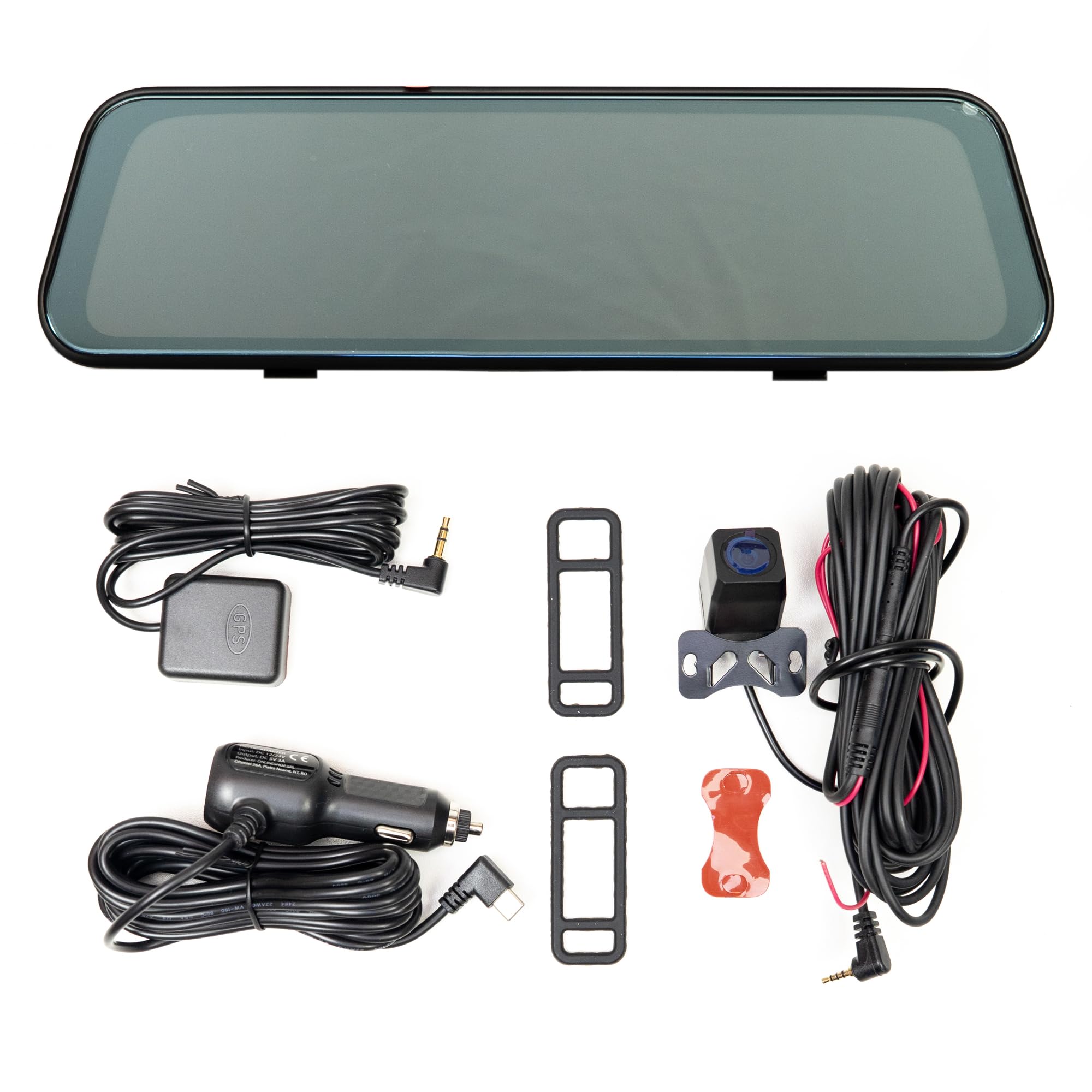 PNI Voyager S2800 UHD 4K 170° kamera samochodowa DVR zintegrowana z lusterkiem wstecznym, ekran dotykowy IPS, monitorowanie parkowania, czujnik G, gniazdo kart micro SD, USB-C, funkcja GPS, Wi-Fi,