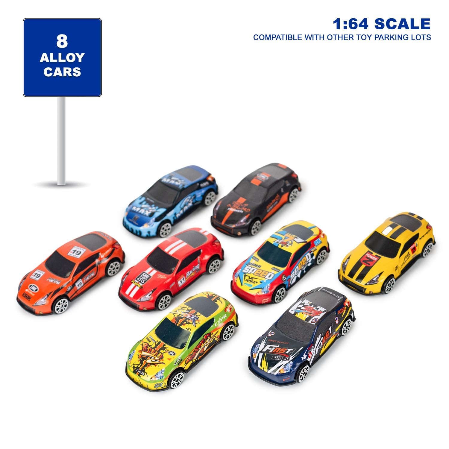 CELMAN Garage de Jeu Multiniveau pour Enfants - Parking de Jouets avec Ascenseur Manuel, Inclut 8 Voitures en Métal, Hélicoptère et Accessoires, Jouet pour Enfants de 3 4 5 6 7 8 Ans
