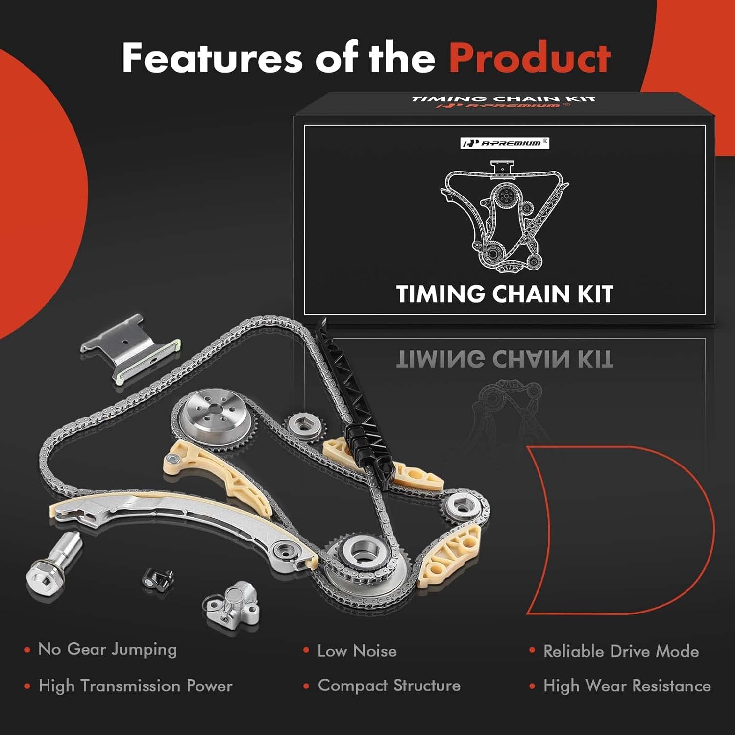 A-Premium Engine Timing Chain Kit W/Tensioner [fit DOHC, 4Cyl 2.0 2.2 2.4L] Compatible with Chevy & Buick & GMC & Pontiac & Saab & Saturn, fits Equinox, HHR, Terrain, G6, Ion, Sky, Verano, LaCrosse