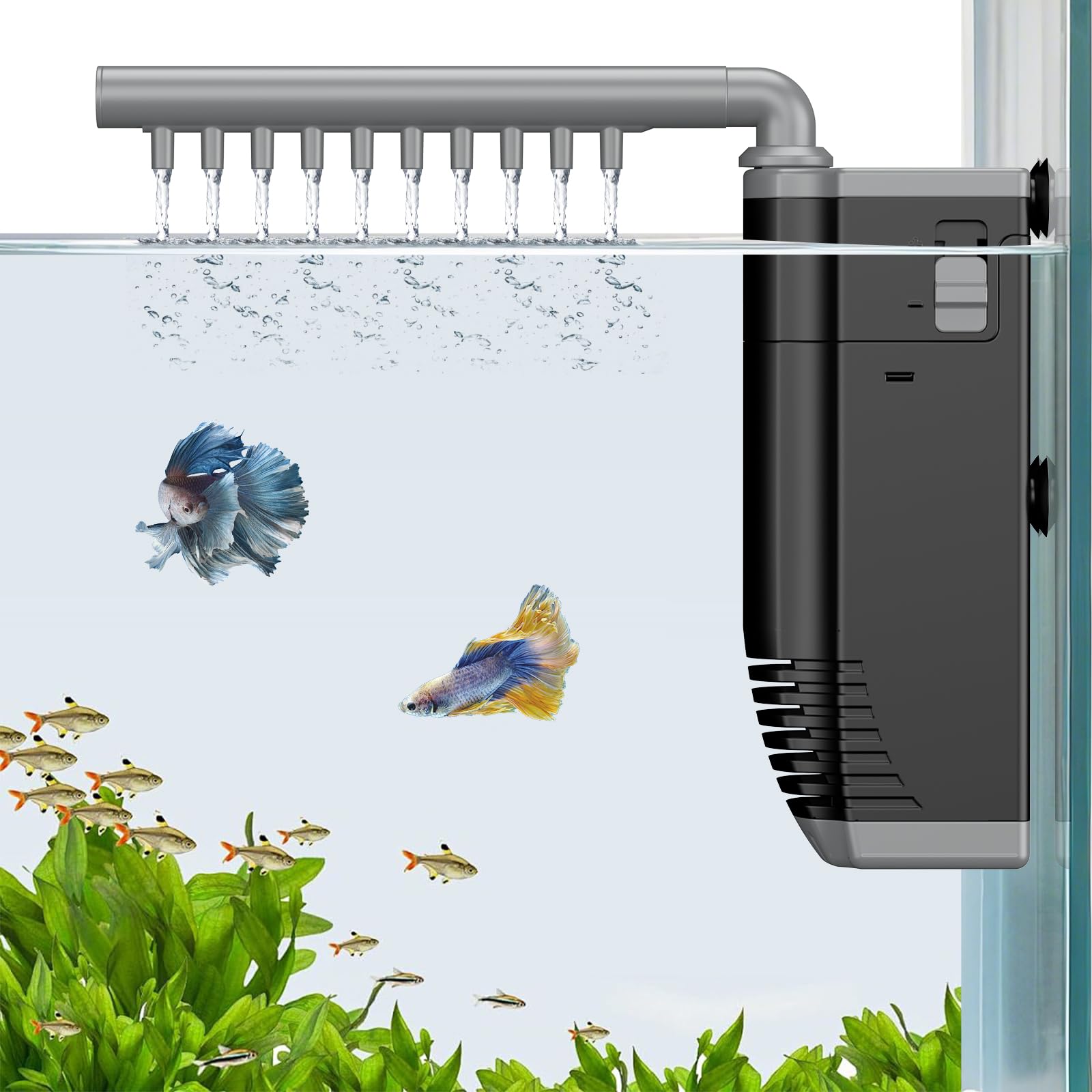 Pawfly Aquarium Filter, 3 W Small Fish Tank Filter, Internal Submersible Aquarium Filter with Foam & Adjustable Water Pump, Quiet Filter for 8-20 Gallon Fish Tanks