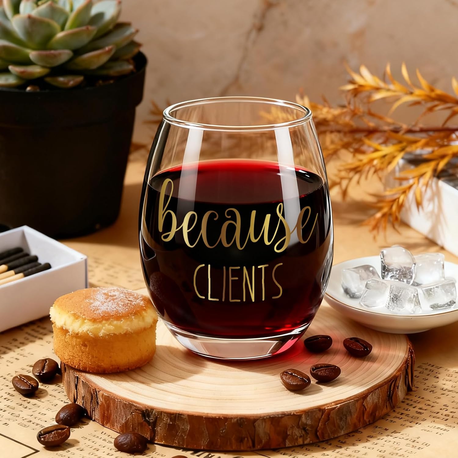 Because Clients Funny Stemless Wine Glass Gift for Hairdresser, Unique Birthday Christmas because clients glass gift for Women, Men, Makeup Artist, Nail Tech, Lawyer, Realtor Real Estate Agent-33 image 5