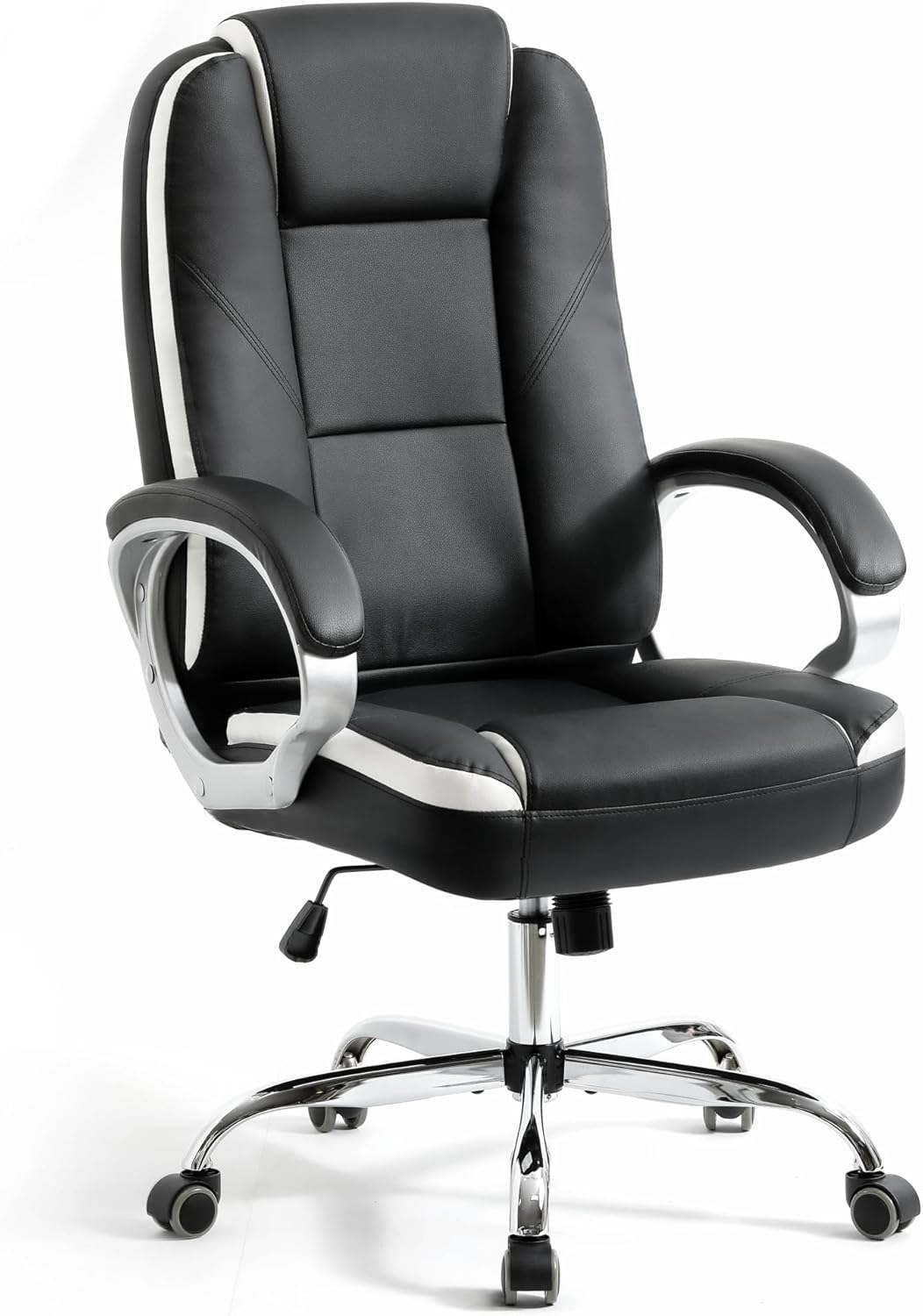 NEO CHAIR Office Desk Ergonomic Gaming Chair High Back Adjustable Computer Chair with Wheels and Lumbar Support Comfy Leather Executive Swivel (Black)