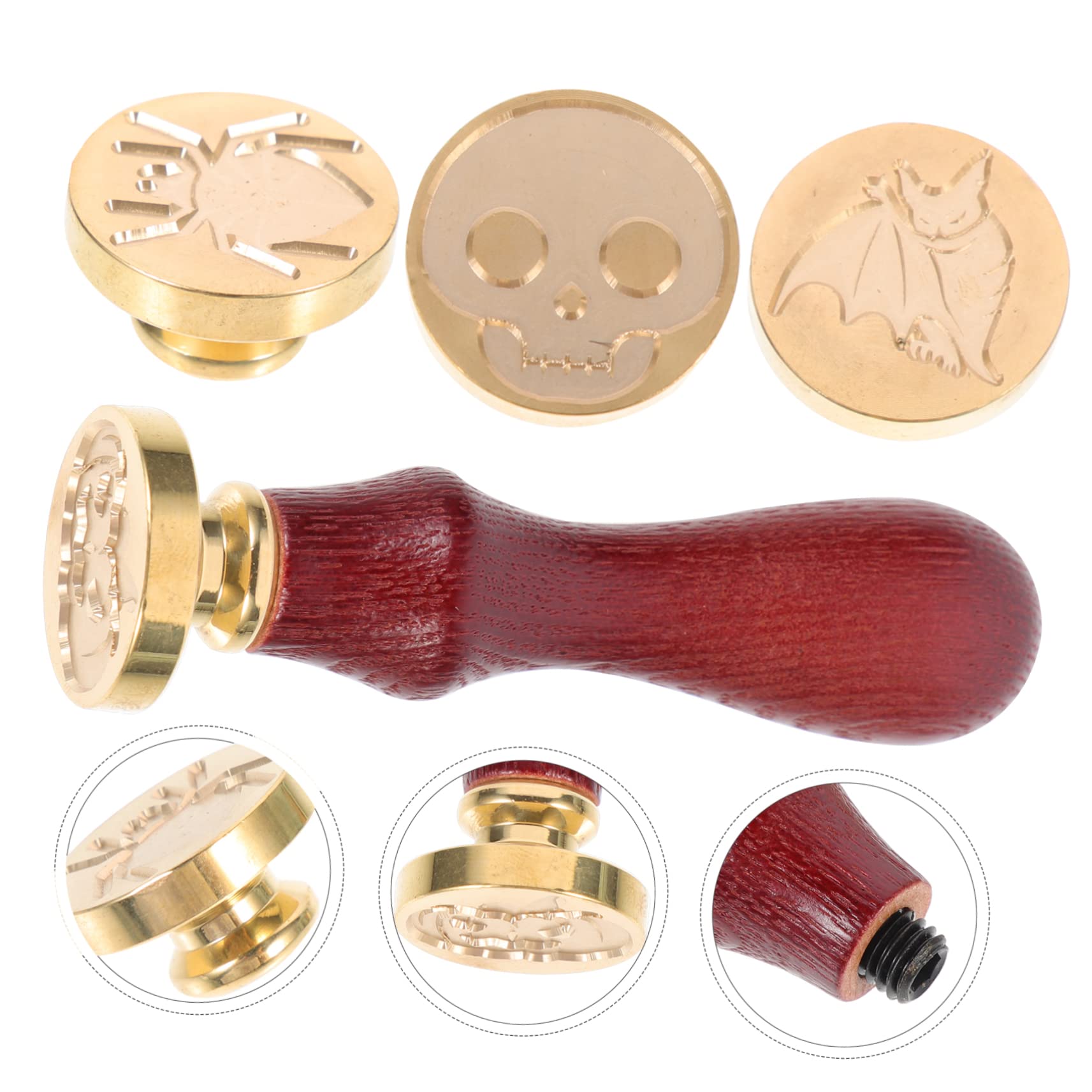 Toyvian 3 Sätze Siegel Hochzeits-Sammelalbum Halloween-Zubehör Scrapbooking Postkarte Halloween-Musterstempel Holzstempel für Sammelalbum hölzern schmücken Umschlag Briefmarke Suite Metall