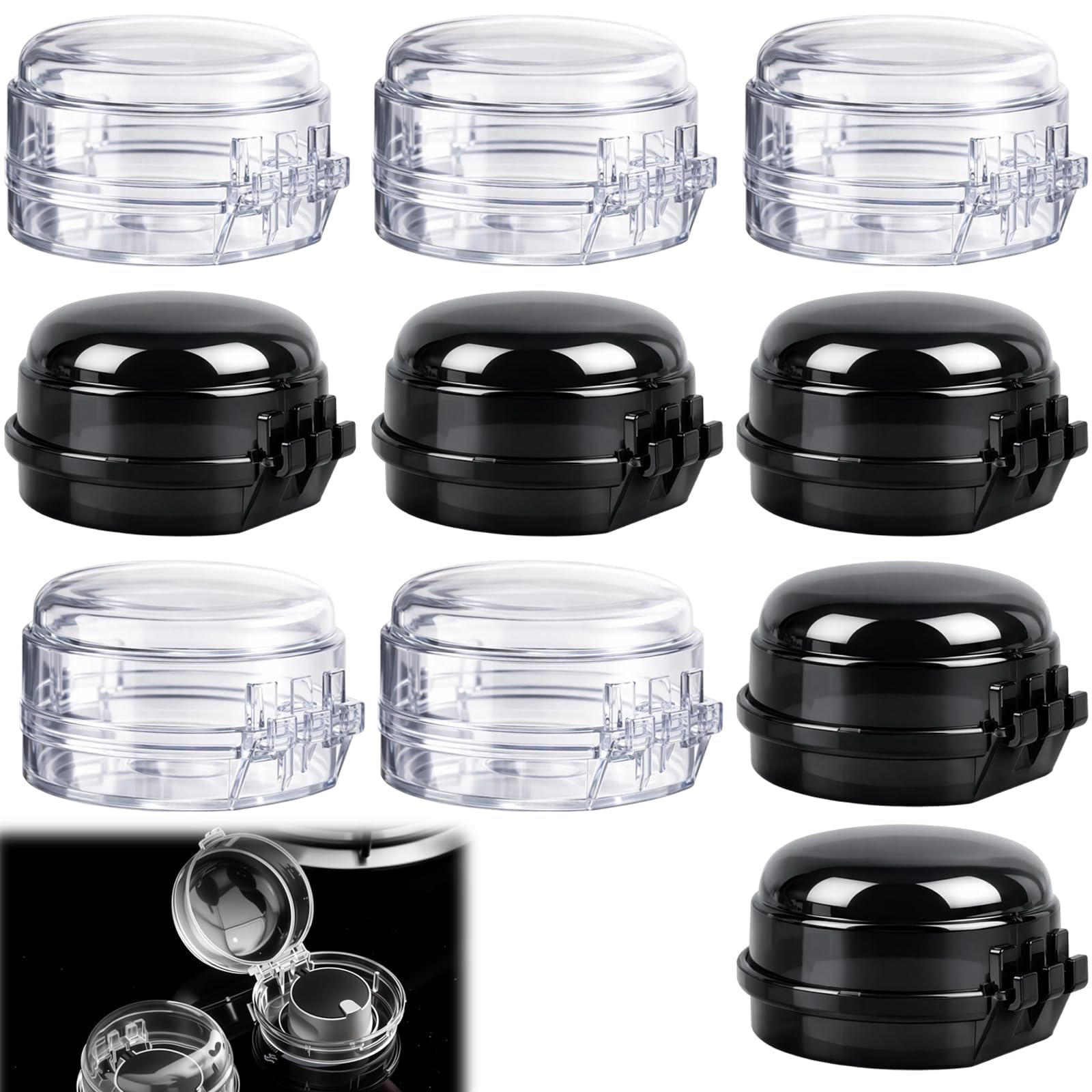 Kindersicherung Herd Drehknöpfe 10er Set, Herdschutz Kinder Transparente Schutzabdeckungen Für Herd Backofen, Einfache Montage Ohne Kleber