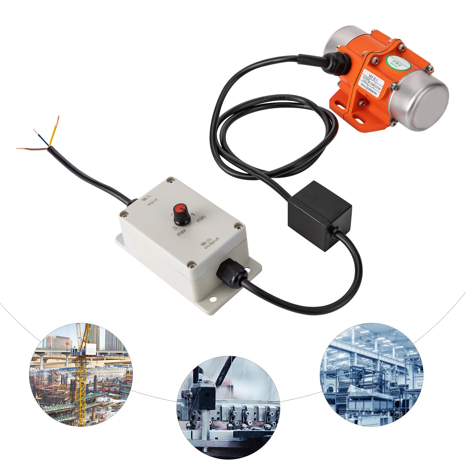 Vibrationsmotor, 30W 220V Betonrüttler mit Geschwindigkeitsregler, IP65 Rüttelsieb Elektrisch mit Drehzahlregler, 3000RPM Vibrationssieb für Gebäude Bergbau Metallurgie, 14.5 × 11 × 6.7cm