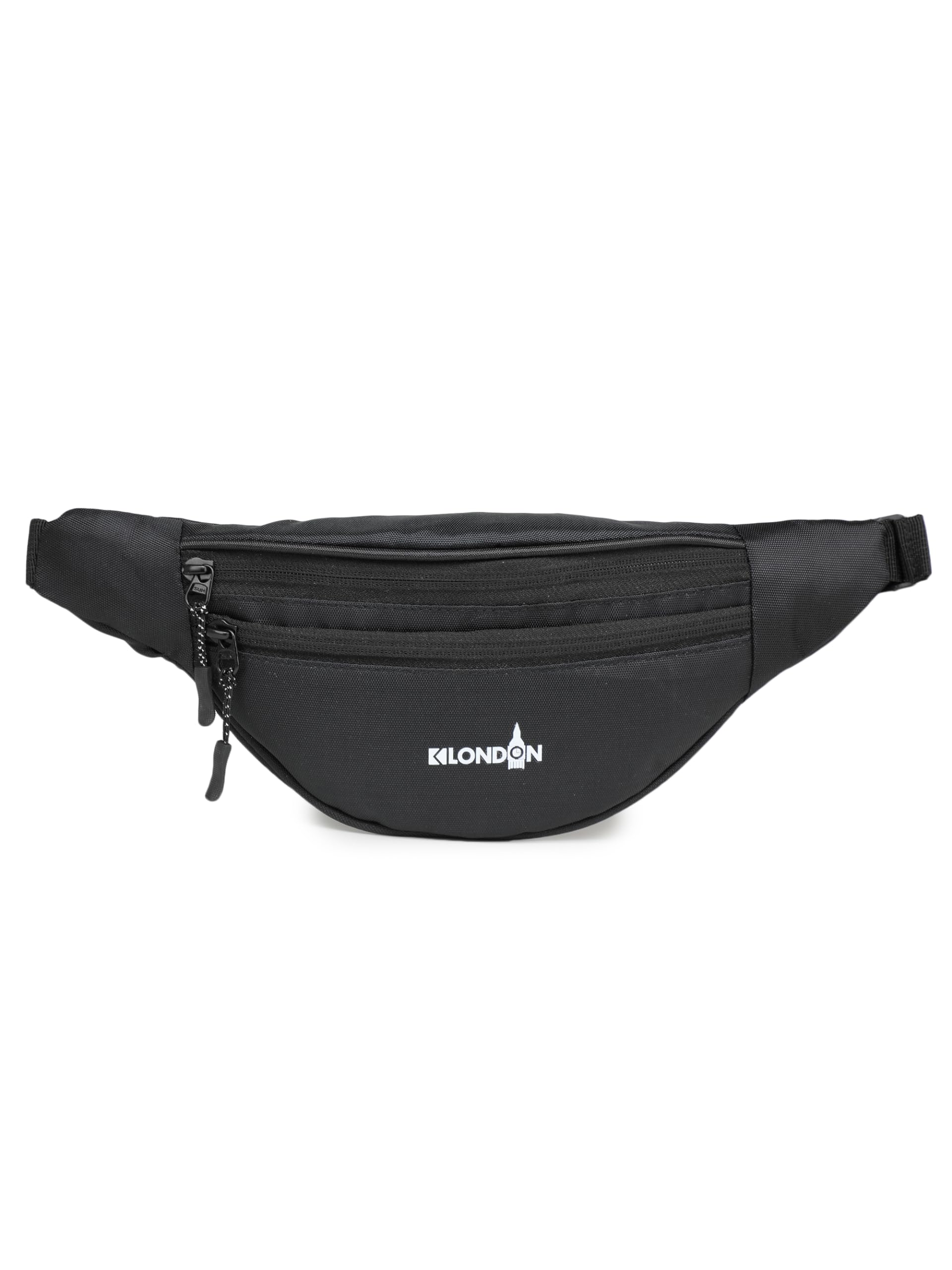 K London Stylish Polyester Black Colored Ethnic Design Waist Pack Waist Pouch Travel Pouch Passport Holder Waist Bag with Adjustable Strap(2917_Black)