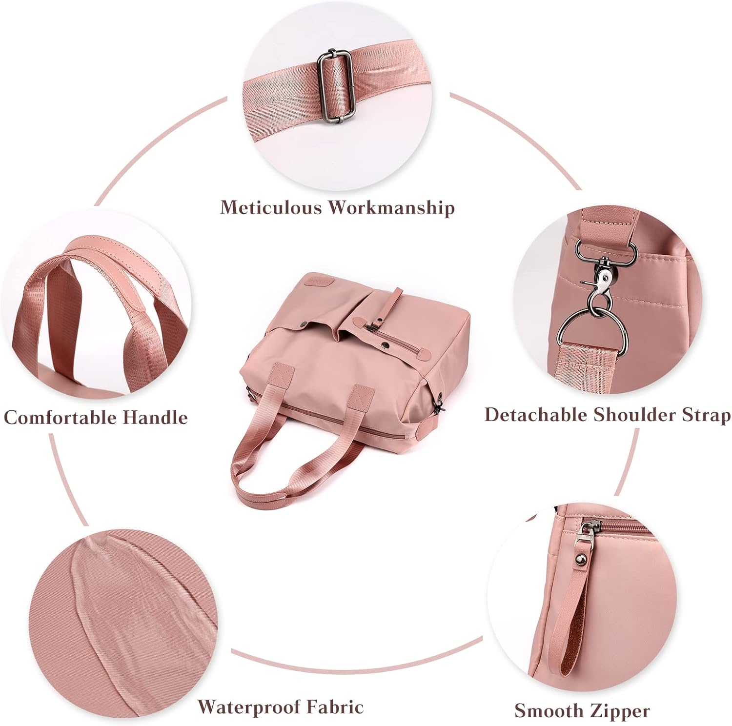 Women Shoulder Bag Nylon Handbag Casual Top Handle Bag Multi Pocket Crossbody Bag - Image 4