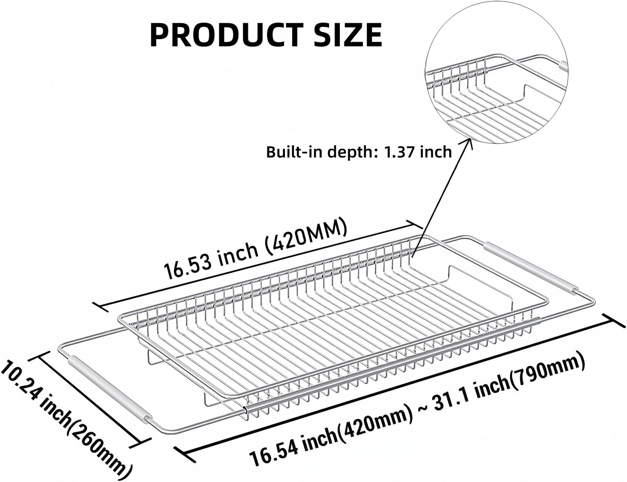 Escurreplatos extensible de acero inoxidable sobre el fregadero de la cocina, estante de enjuague de verduras y frutas, drenaje compacto, cesta de bandeja de secado de platos, organizador de