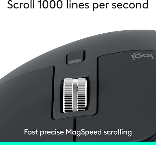 Logitech MX Master 3S - Wireless Performance Mouse with Ultra-fast Scrolling, Ergo, 8K DPI, Track on Glass, Quiet Clicks, USB-C, Bluetooth, Windows, Linux, Chrome - Graphite - 3