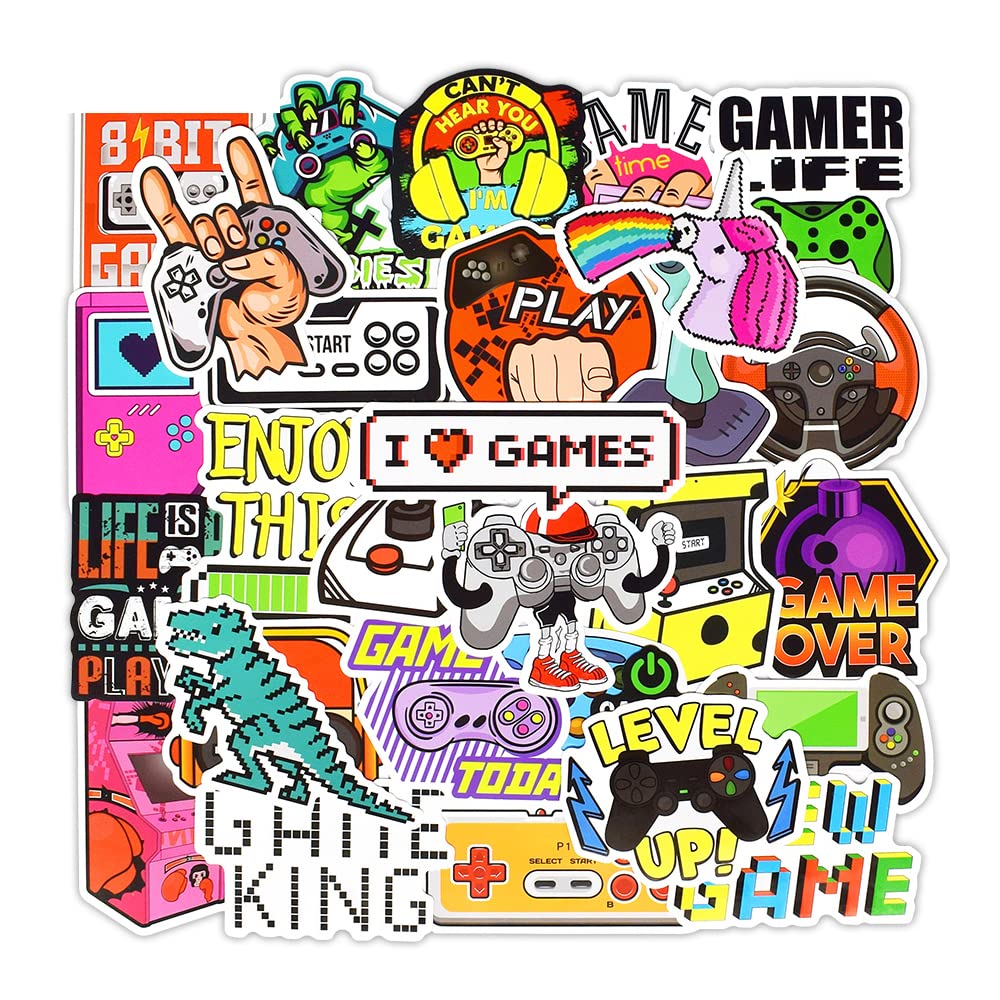 Gaming Stickers for Kids,Water Bottles Video Gamer Stickers,for Laptop Game Reward Vinyl Stickers Pack(50pcs)