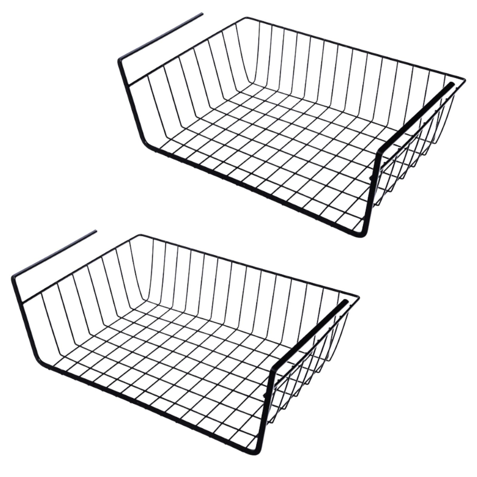 Modest Joy 吊り下げ収納 ラック デスク下 キッチン収納 黒(2個セット) 省スペース シンプル 整理 簡単