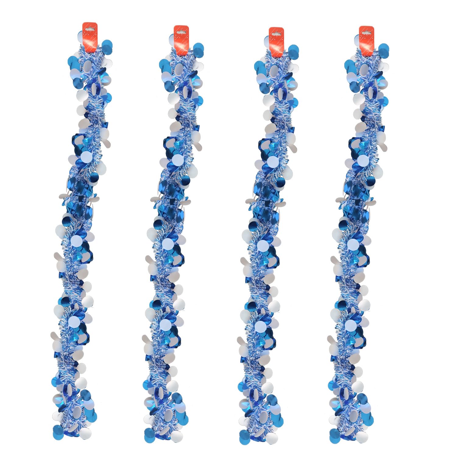 4 Pack New Year Party Tinsel Garland Decoration White Blue Tinsel Garland Shiny Hanging Metallic Tinsel Ornaments for Christmas New Years Eve Birthday Graduation Party Supplies