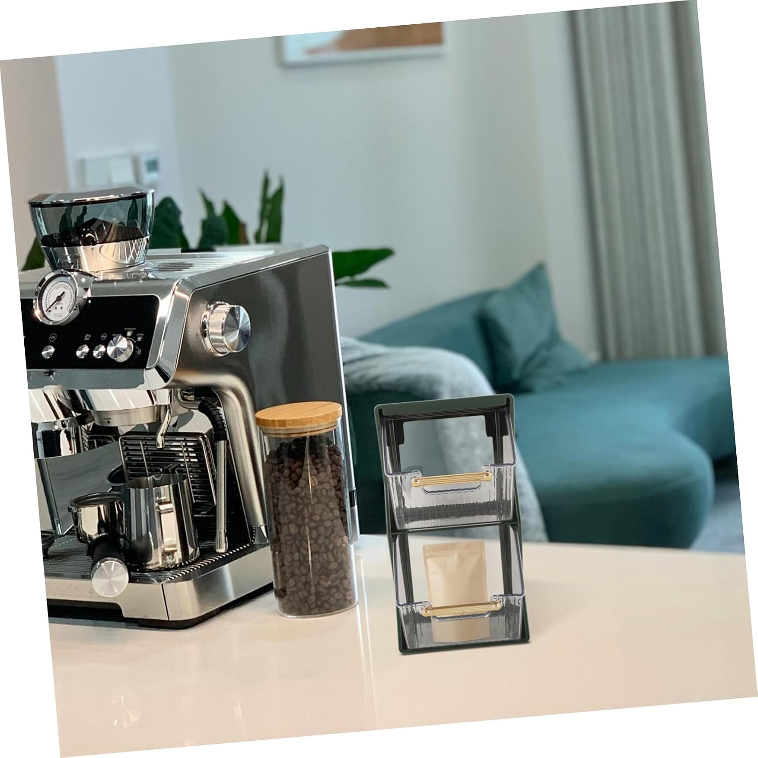 Double Layer Tea Bag Organizer Spacious Storage Box for Tea Bags Coffee and Sugar Packets Multi Functional Countertop Holder for Home and Office Use