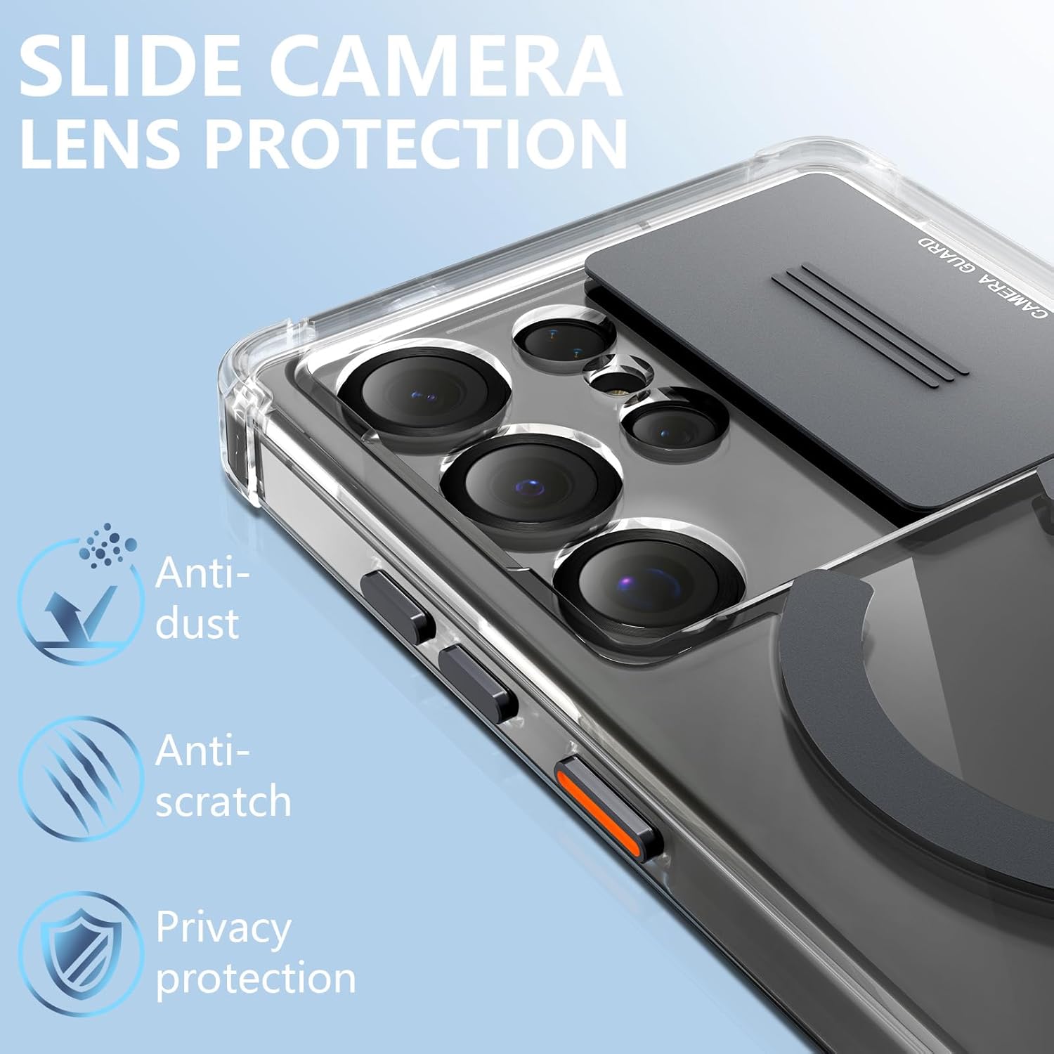 KPV for Samsung Galaxy S25 Ultra Case,3in1/Compatible with MagSafe/Camera Protection/Invisible Metal Stand/Shockproof Military-Grade Protection(Obsidian Black) - Image 5