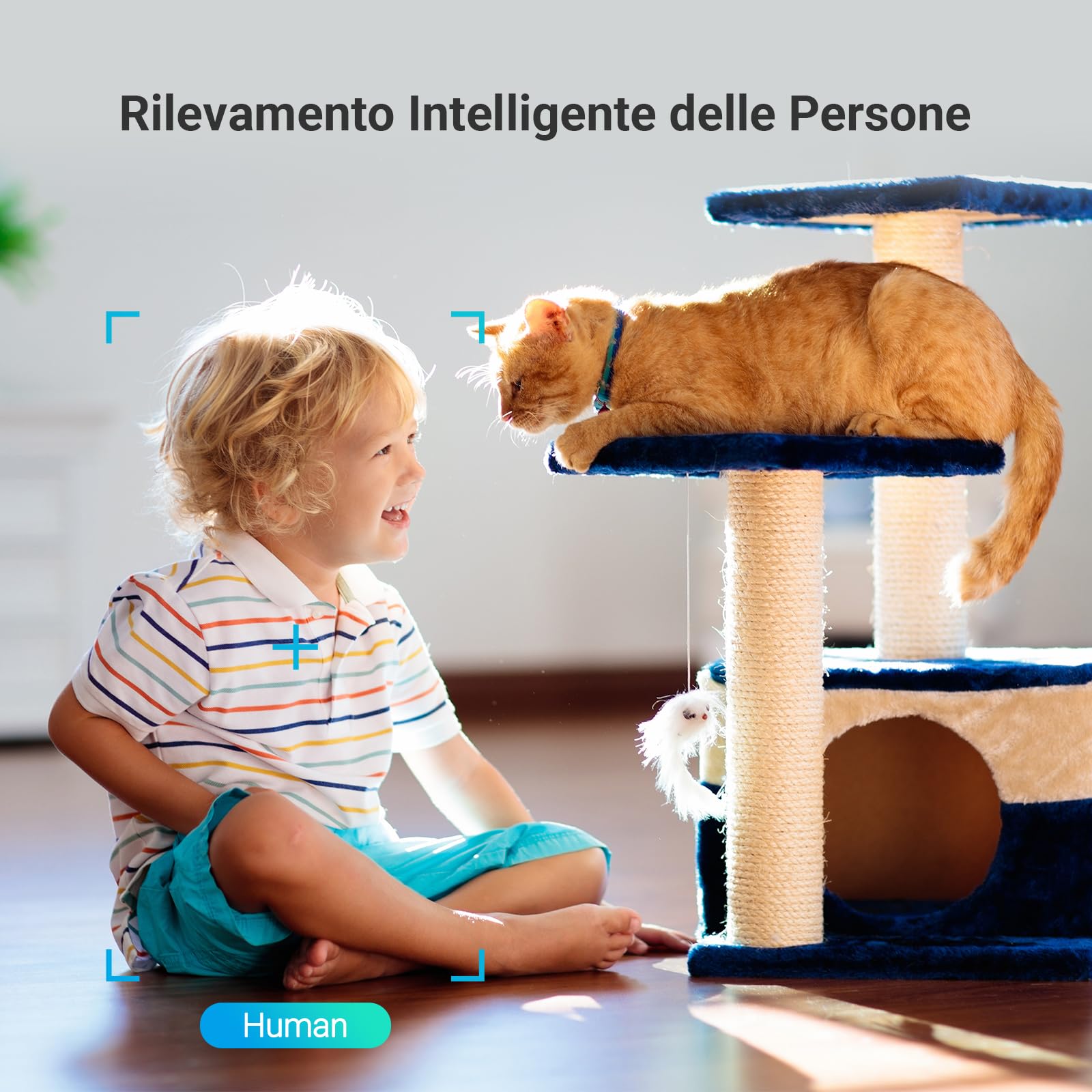 EZVIZ Telecamera Wi-Fi Interno 2K, Videocamera Sorveglianza 3MP per animali e bambini, Motorizzata a 360°, Audio a due vie, Funziona Alexa, Avvisi movimento, Visione notturna, Modello CP1