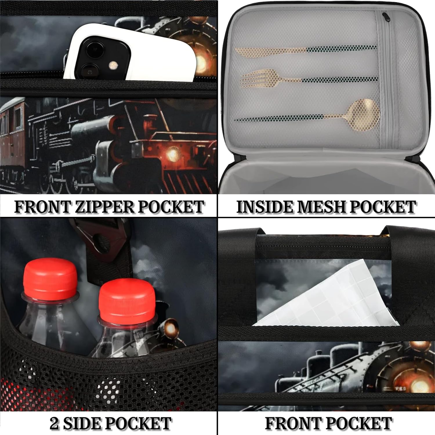 Train Insulated Picnic Backpack Lunch Box for Women Men Picnic Basket Tote Lunch Bag Picnic Bag Portable Lunch Bags for Picnic, Beach, Work, Trip,Office, Camp