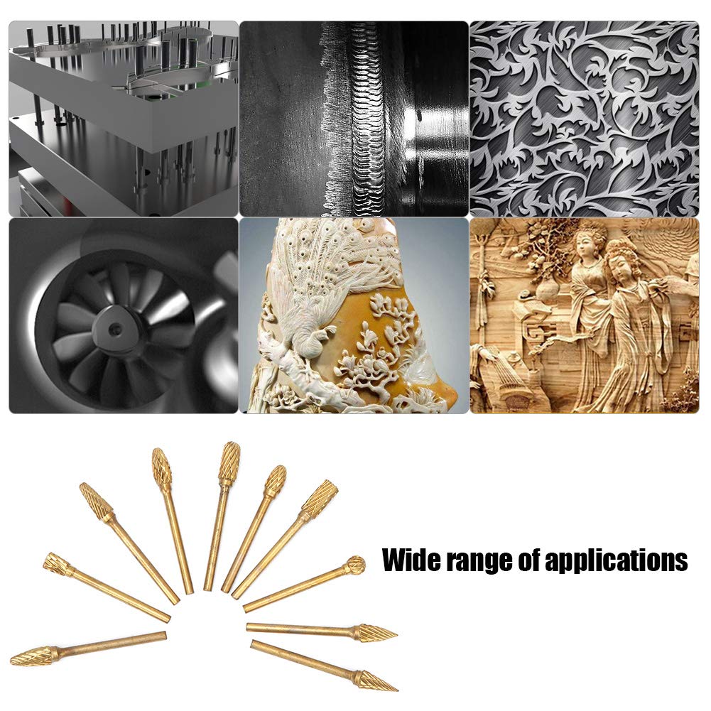 10Pcs Grinding Heads Carbide Tungsten Steel Woodworking Carving Abrasive Rotating Tool for Metal Wood Plastic