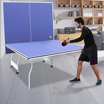 Professional Table Tennis Table Indoor Foldable Table Tennis Game Set, 9-Feet Single Play Mode Table with Net Post Set, 2 Pars and 3 Balls