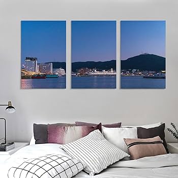 Amazon.co.jp: 3枚 北海道 函館市夜景になる前の街並み 絵画