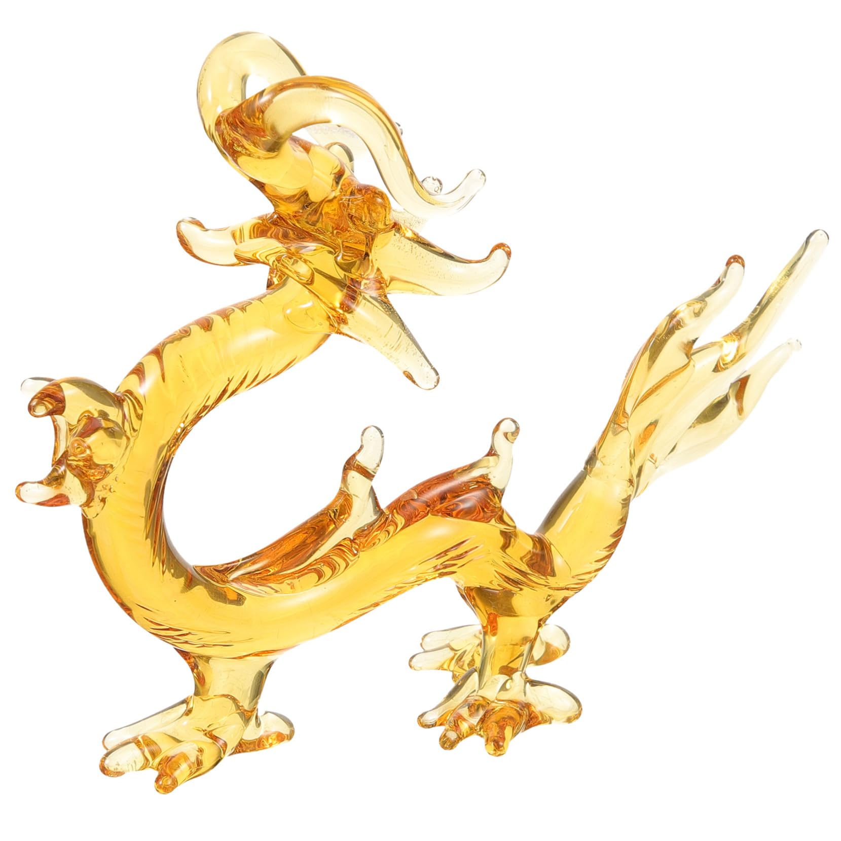 Escultura de dragón de Cristal, Figura de Escritorio Mediana ámbar, Adorno de dragón Chino, decoración del hogar, Coleccionable Feng Shui